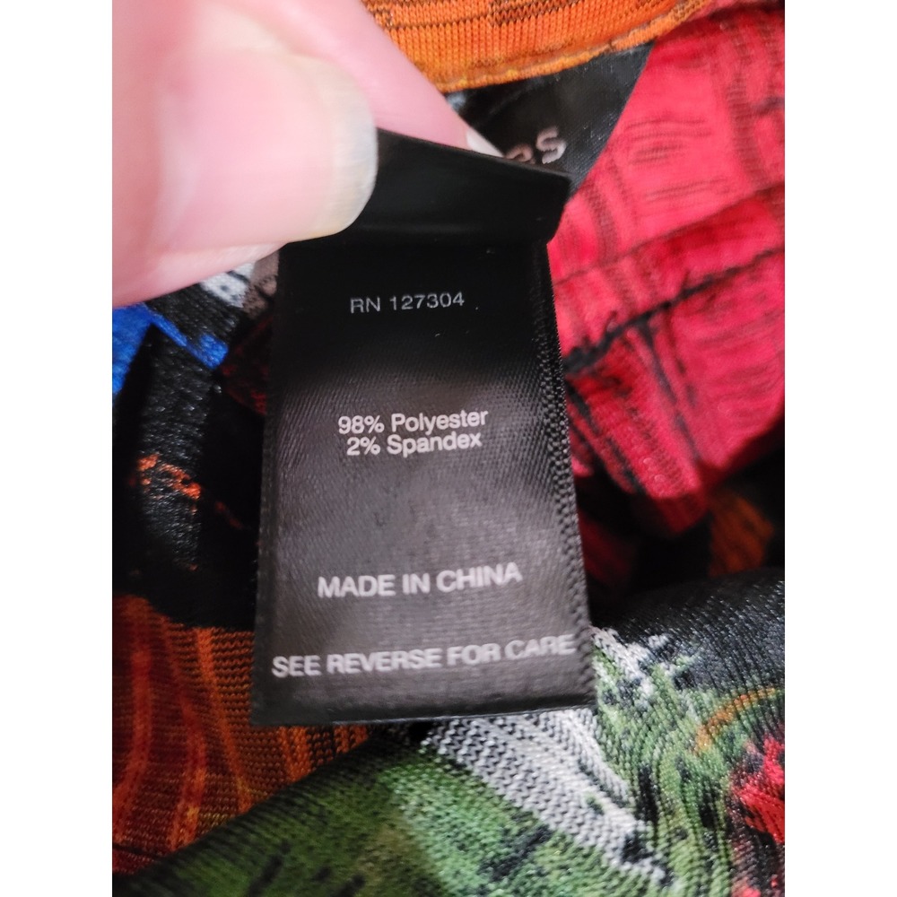 Ali Miles Womens XL Abstract Brushstroke Jacket Multi-Color Funnel Neck Buttonup - Picture 6 of 7